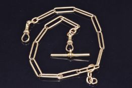 An 18ct gold watch chain/ Albert made up of elongated links, maker B & S, 40.5g, length 40cm