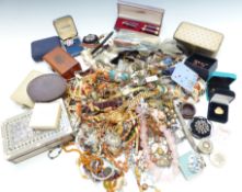 A collection of costume jewellery including necklaces, brooches, bangles, watches, etc