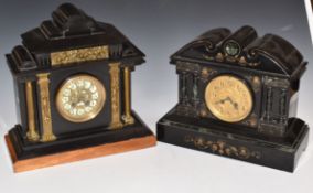 Two 19thC two train French slate mantel clocks, one by Marti, the other Japy Fères, in classical