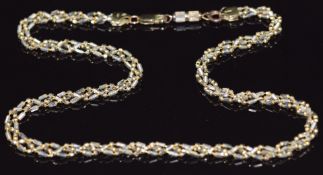 A 9ct gold bi-coloured necklace, 13.6g