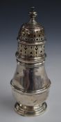 Mappin & Webb George V hallmarked silver sugar caster of baluster form, Birmingham 1932, height