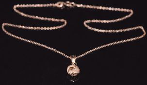 A 9ct rose gold necklace, length 14cm, 1.3g