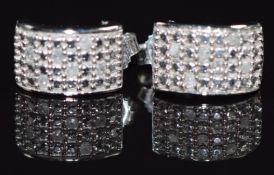 A pair of 9ct white gold earrings set with diamonds, 2.3g