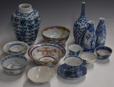 A collection of 18thC/19thC ceramics including Chinese, Japanese, first period tea bowls, 19thC
