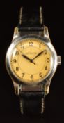 Jaeger LeCoultre gentleman's wristwatch with ivory coloured dial, black Arabic numerals, blued