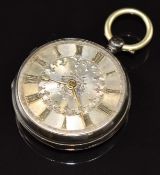 A Rohrer of Plymouth hallmarked silver open faced pocket watch with silver hands, Roman numerals,