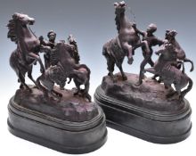 Pair of Spelter Marley horses, H39cm