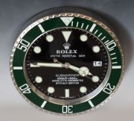 Rolex Oyster Perpetual Date Submariner shop display or advertising wall clock with date aperture,