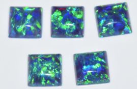 Five square loose opal triplets, 5mm each