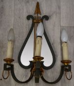 Designer electric three-branch wall light, H45cm