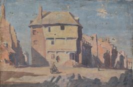 Theodore Howard Somervell, OBE, FRCS (British 1890-1975) oil on canvas of a WW1 British motorcyclist