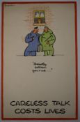 Fougasse (Cyril Kenneth Bird 1887-1965) original WW2 propaganda poster Careless Talk Costs Lives,
