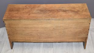An oak peg jointed small chest or coffer, W 92 x D 30 x H 49cm