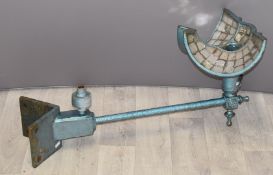 ESLA vintage c1930s cast 110 degree street light with mirrored reflector, finials and bracket for