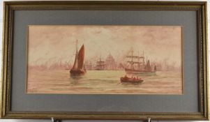 Thomas Bush Hardy (1842-1897) 19thC maritime watercolour of shipping on the Thames at Greenwich,