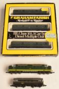 Three Graham Farish N gauge model railway locomotives and locomotive sets comprising Class 101