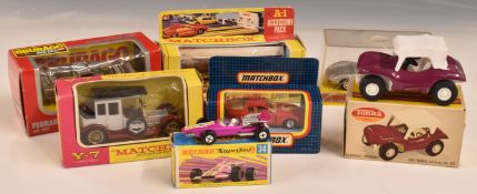 Seven Matchbox, Tonka, Burago and similar diecast model vehicles including Ferrari 308 GTB, Tiny-