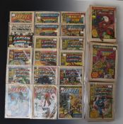 Approximately one hundred and sixty Marvel comics including Captain America, Marvel Team Up and