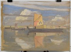 Theodore Howard Somervell, OBE, FRCS (British 1890-1975) watercolour of boats on the water,