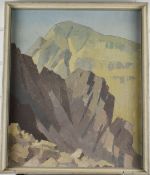 Theodore Howard Somervell, OBE, FRCS (British 1890-1975) oil on board of a mountain scene, unsigned,