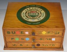 J & P Coats haberdashery drawers and contents, W31 x D23 x H16cm