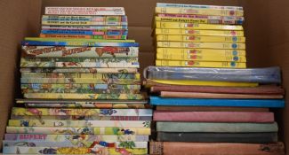 A collection of over fifty Rupert and Teddy Tails annuals and books including the 1934 first Teddy