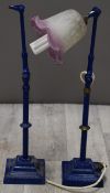 Vintage Dugdill's cast iron Anglepoise lamp with pink shade, and another, identical, missing the