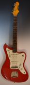 Alden Jazzcaster electric guitar in candy red finish