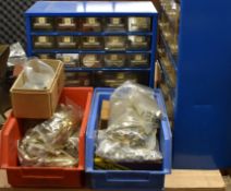 Two sets of drawers containing small model engineering and similar screws, rivets etc, together with