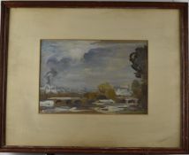 Philip Wilson Steer (1860-1942) watercolour, cityscape bridge and trees, signed lower right and