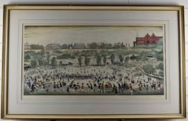 After Laurence Stephen Lowry RBA RA (1887-1976) Peel Park, signed limited edition (of 850) offset
