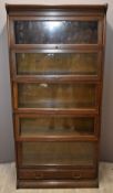 Globe Wernicke style six section glazed bookcase with drawer below, W87 x D34 x H186cm
