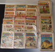 Over two hundred and eighty 'Lion' and 'Tiger' adventure and sporting comics including holiday
