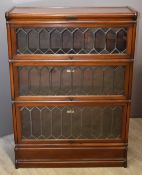 Globe Wernicke three section glazed mahogany bookcase, W86 x D32 x H120cm