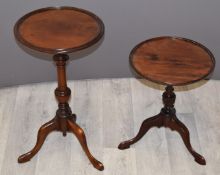 Two mahogany wine tables, tallest 55cm