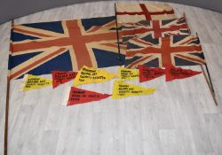 Richmond Regatta pennants and three Union Jack flags, tallest 204cm