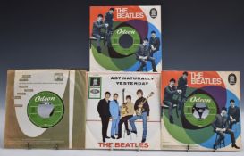 The Beatles - Four singles on Odeon including Act Naturally / Yesterday picture cover, no centres