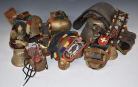 Alb. Gusset Uetendorf Swiss cow bell, D20cm, with original leather collar, together with a further