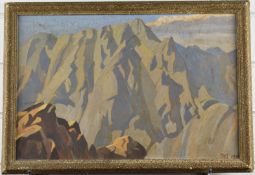 Theodore Howard Somervell, OBE, FRCS (British 1890-1975) oil on board mountain range, signed and