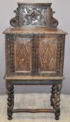 Victorian carved oak cabinet, W76 x D45 x H121cm