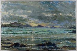 Alexa Davenport acrylic on canvas coastal St. Davids, South Wales, landscape 'Autumn Sea 05', 40 x