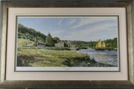 David Young signed limited edition (240/850) print Shamrock at Cotehele Quay, 33 x 62cm