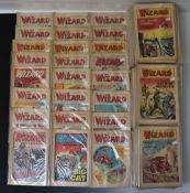Two hundred plus issues of 'The Wizard'. Boys action adventure comic from the 1970's.