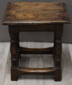 18th/19thC oak joint stool, W40 x D32 x H43cm