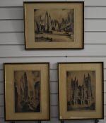 Nat Lowell (Latvian 1850-1956, emigrated to New York, USA) three signed engravings comprising New