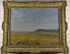 Impressionist oil on canvas of a cornfield, indistinctly signed possibly M. Birchier and dated