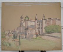 Theodore Howard Somervell, OBE, FRCS (British 1890-1975) watercolour titled Urbino lower left,