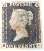 Penny Black, RD. Plate 2. Four clear margins. Plating detail provided by vendor