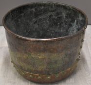 Riveted copper copper or log bin, H32, diameter 46cm