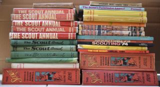 Twenty-six Scouting related books and annuals including The Wolf Cub Annual, The Pathfinder Annual